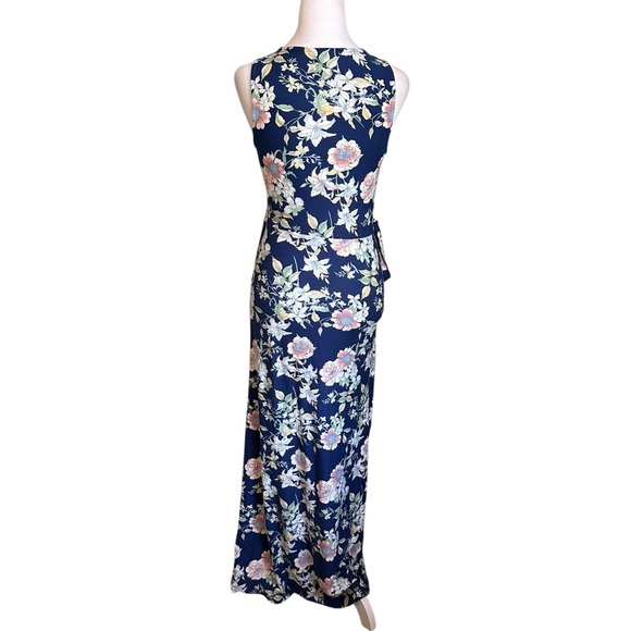Derek Heart Plus Womens Navy Blue Floral Wrap Knit High-Low Midi Dress Size S - Picture 2 of 16